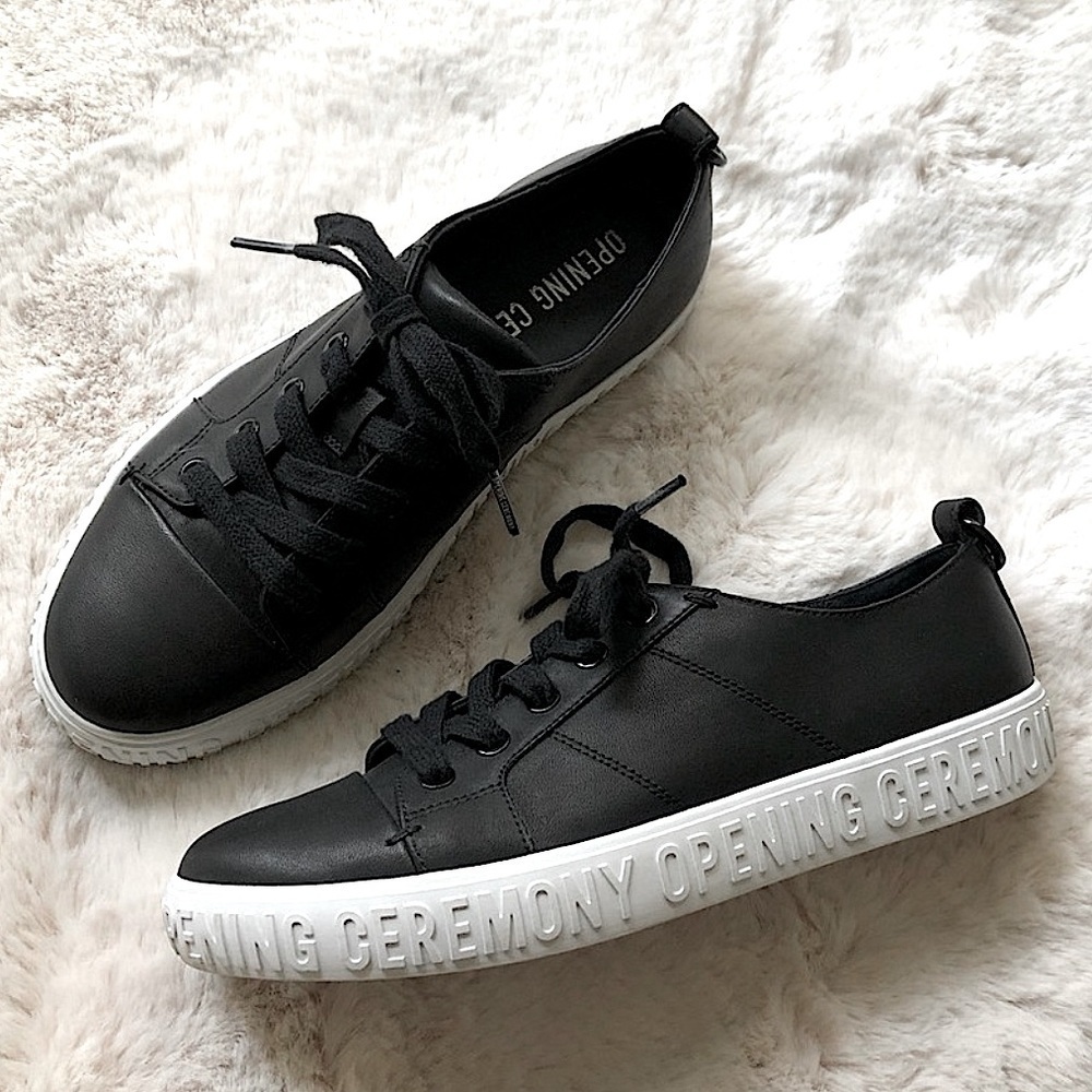 Opening Ceremony La Cienega black Leather spelled out Sneakers women’s size 36